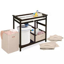 Modern Baby Changing Table with Hamper and 3 Baskets - Espresso