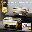 8QT 4-Pack Rectangle Chafing Dish Buffet Set - Gold