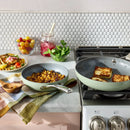 8" & 10" Nonstick Ceramic Coated Aluminum Frypan Set- Sage Green