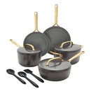 GP5 Hard Anodized Ceramic Nonstick 11-piece Set with Gold Handles