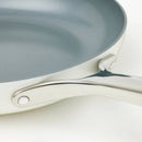 12" Nonstick Ceramic Coated Aluminum Fry Pan with Cover - Cream