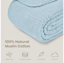 Extra Large Muslin Cotton Blanket for Adults - Sky Blue