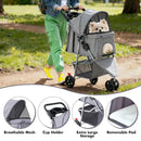 3 Wheels Pet Stroller, Dog and Cat Strollers - Grey