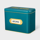 Metal Recipe Box with Blank Cards - Teal