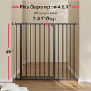 36" Extra Tall Baby Gate for Stairs, 28.9-42.1" Dog Gates for Doorways One-Hand Open,Dual Lock Dog Gates for the House, Hallways, Bedroom, S
