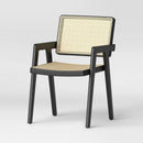 Wood Framed Woven Panel Dining Chair - Black