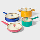 8pc Aluminum Ceramic Cookware Set - : Nonstick, Induction Safe, Multicolor, 1-Year Warranty