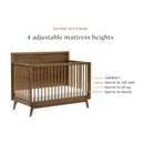 Palma Mid-Century 4-in-1 Convertible Crib with Toddler Bed Conversion Kit - Natural Walnut