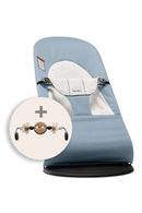 Baby Bouncer Bundle with Toy - Blue/Gray