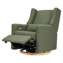 Kiwi Glider Recliner w/ Electronic Control and USB in Olive Boucle w/Light Wood Base