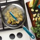 Deep Nonstick Frying Pan - 10.25 Inch - Teal Handle
