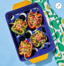 2pc Stoneware Rectangle Baking Dish with Silicone Mat -
