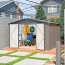 10' X 10' Metal Storage Shed For Ourdoor, Steel Yard Shed With Design Of Lockable Doors