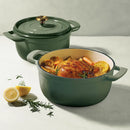 Cast Iron Covered Casserole 2 Piece Set - Green