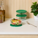 6pc (set of 3) 2c Round Glass Food Storage Container Set Green - ™