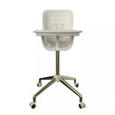 Revel+ High Chair, Modern Design with Dual Trays, Converts for Toddlers, Safe & Easy to Clean – White/Brushed Brass