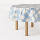 70" Round Oiled Tablecloth Blue Plaid