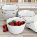 6pc Arthur Stoneware Bowl Set with Rim Matte White/Gold - Elama