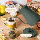 1-Liter Electric Gooseneck Kettle 1200 W, Thyme Green by Drew Barrymore
