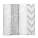 Muslin Swaddle Blankets for Boys and Girls - Grey