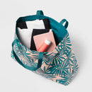 Water Resistant Reversible Tote Bag - Teal/White Palm