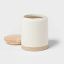 Small Stoneware Canister With Wood Lid - Cream