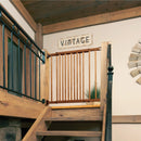 Walk-Thru Top Of Stairs Baby Gate - Brown