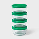 8-Piece Round Glass Food Storage Container Set - Green