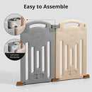 Foldable Playpen 2-Panel Extension, Grey White