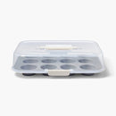 12-Cup Nonstick Muffin Pan with Lid - Grey