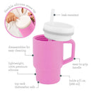 Silicone Sippy Cup with Straw & Handle - Cotton Candy