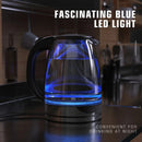 Kettle, 1.7L Glass Boiler Electric Tea Kettle with Blue LED Indicator Light - Silver
