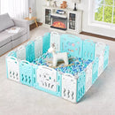 Portable Foldable Baby Playpen with Game Panel - Blue