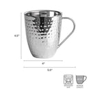 Double Wall Stainless Steel Hammered Mug Set - Silver