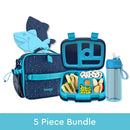 Kids Prints Lunch 5-Piece Set with Ice Packs - Abyss Blue Speckle Confetti