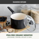 Advanced 3qt Ceramic Nonstick Sauce Pan with Lid - Black