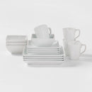 16-Piece Square Rim Porcelain Dinnerware Set - White