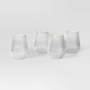 Stemless Ribbed Wine Glass Set - Gold