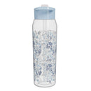 32oz Frost Floral Manual Straw Bottle - Blue