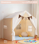Kids Play Tent with Padded Mat and Lights - Beige