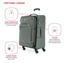 Zurich Softside Medium Checked Spinner Suitcase - Green: Tear-Resistant Luggage