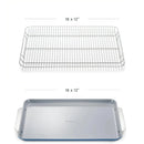 2-Piece Ceramic Baking Sheet and Cooling Rack Cookware Set - Slate