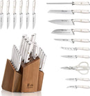 L1 Series 17-Piece German Steel Forged Knife Block Set - White