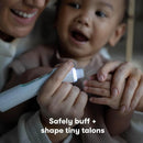 Electric Nail Buffer - Baby Nail File, Nail Clippers + Trimmer Kit - 4 Buffer Pads, LED Light + Case