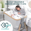 CoZee 2-in-1 Baby Bassinet & Bedside Sleeper - Silver & Oak