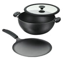 3-piece Cast Iron 7-quart Deep Kadai & Flat Tawa Cookware Set