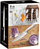 Alps Series German Steel Forged 17-Piece Knife Block Set, Acacia (White)