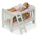Doll Bunk Bed with Bedding, Ladder, and Free Personalization Kit - White/Pink/Gingham