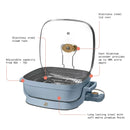 5 in 1 Electric Skillet - Expandable to 7 Qt - Blue