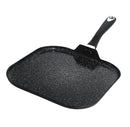 11" Ceramic Bistro Square Griddle Black: Pancake & Tortilla Stovetop Griddle, Aluminum, Hand Wash